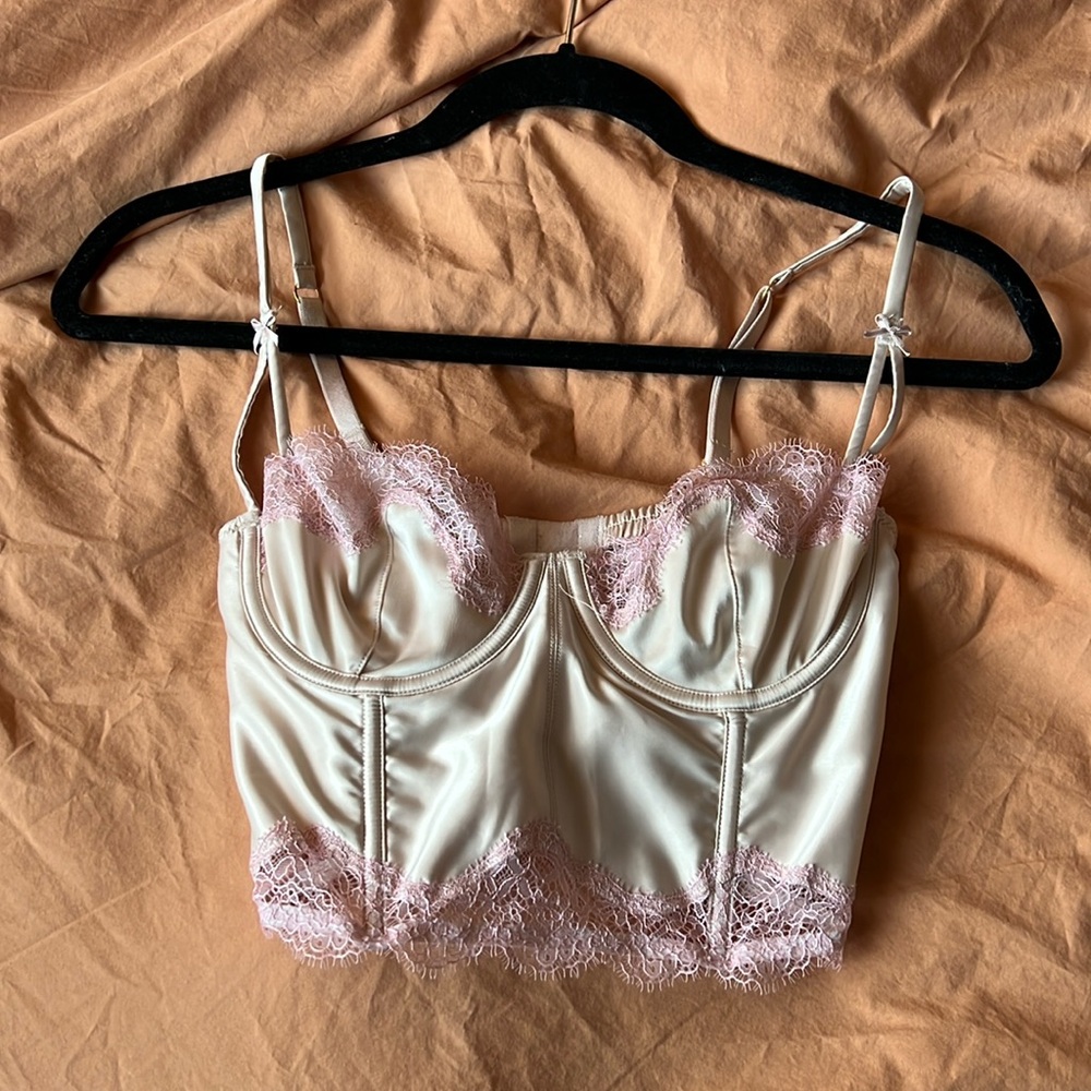 Beige & Pink Lace Coquette Corset Top Victoria’s Secret Size XS-S
